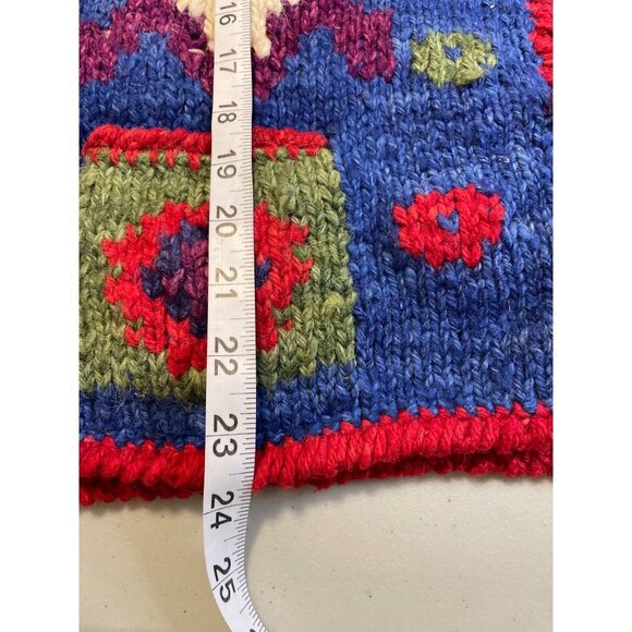 Fatto Bolivian Alpaca Wool Colorful Tribal Designed Cardigan Sweater Sz S - Picture 9 of 9